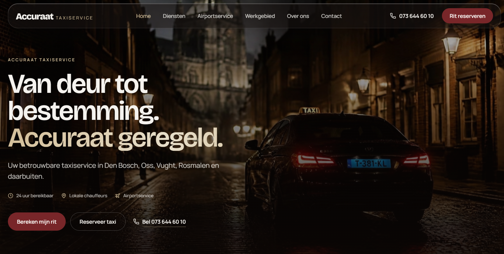 Website van Accuraat Taxi Service